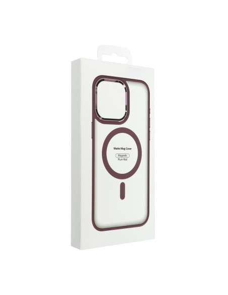MATTE MAG COVER case compatible with MagSafe for IPHONE 16 plum red