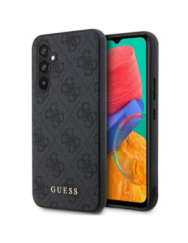 Véritable GUESS Case GUHCSA54G4GFGR pour Samsung A54 (4G Metal Gold Logo / Grey)