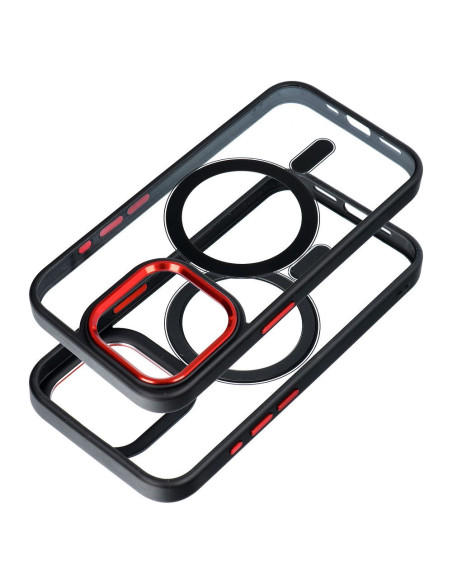 COLOR EDGE MAG COVER case compatible with MagSafe for IPHONE 16 black red