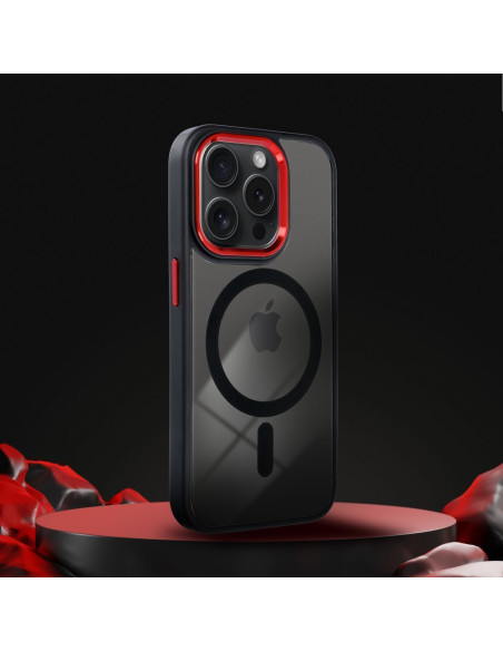 COLOR EDGE MAG COVER case compatible with MagSafe for IPHONE 16 Pro Max black red