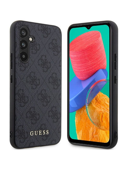 Véritable GUESS Case GUHCSA54G4GFGR pour Samsung A54 (4G Metal Gold Logo / Grey)