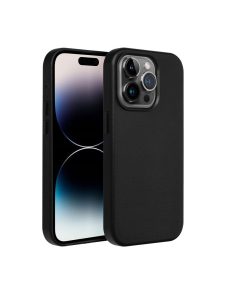 LEATHER MAG COVER case for IPHONE 16 Plus black