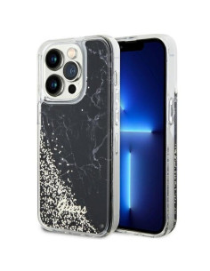 GUESS Coque pour IPHONE 14 Pro GUHCP14LLCSGSGK (Liquid Glitter Marble) noir