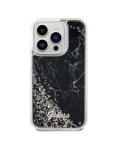 GUESS Coque pour IPHONE 14 Pro GUHCP14LLCSGSGK (Liquid Glitter Marble) noir