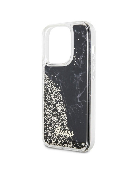 GUESS Coque pour IPHONE 14 Pro GUHCP14LLCSGSGK (Liquid Glitter Marble) noir