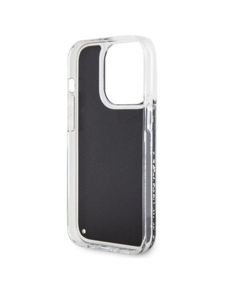 GUESS Coque pour IPHONE 14 Pro GUHCP14LLCSGSGK (Liquid Glitter Marble) noir