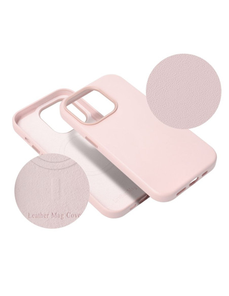 LEATHER MAG COVER case for IPHONE 16 Pro Max sand pink