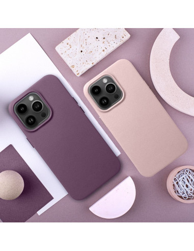 LEATHER MAG COVER case for IPHONE 16 dark violet