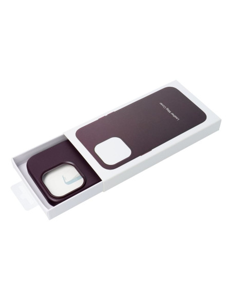 LEATHER MAG COVER case for IPHONE 16 dark violet