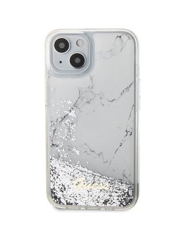 GUESS Coque pour IPHONE 13 / 14 / 15 GUHCP14SLCSGSGH (Liquid Glitter Marble) blanc