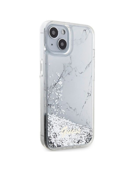 GUESS Coque pour IPHONE 13 / 14 / 15 GUHCP14SLCSGSGH (Liquid Glitter Marble) blanc