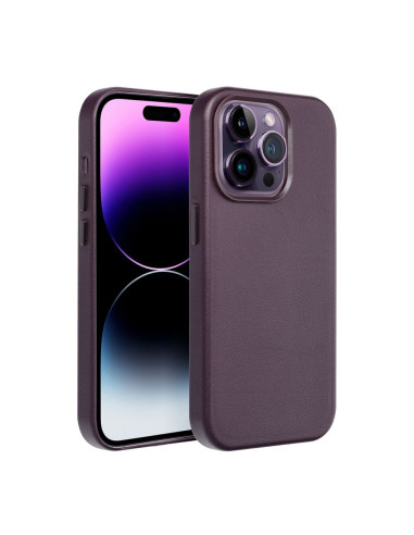 LEATHER MAG COVER case for IPHONE 16 Pro dark violet