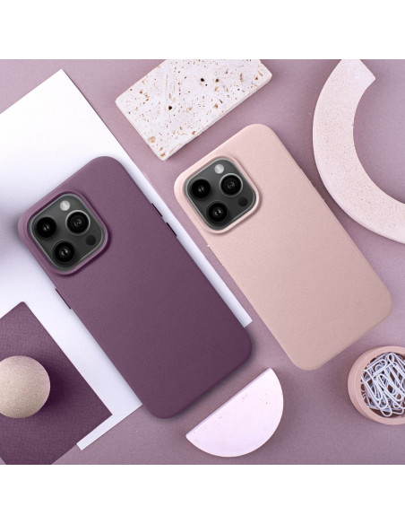 LEATHER MAG COVER case for IPHONE 16 Pro dark violet