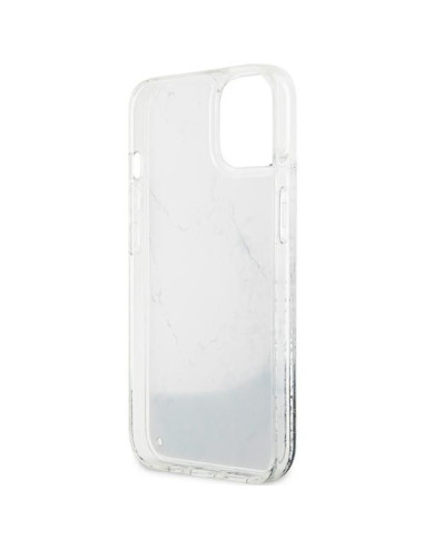 GUESS Coque pour IPHONE 13 / 14 / 15 GUHCP14SLCSGSGH (Liquid Glitter Marble) blanc