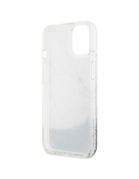 GUESS Coque pour IPHONE 13 / 14 / 15 GUHCP14SLCSGSGH (Liquid Glitter Marble) blanc