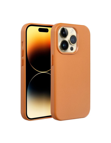 LEATHER MAG COVER case for IPHONE 16 Plus orange