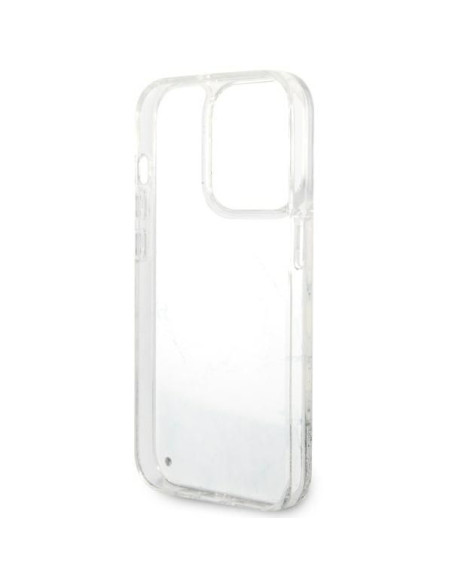 GUESS Coque pour IPHONE 14 Pro GUHCP14LLCSGSGH (Liquid Glitter Marble) blanc