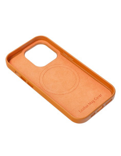 LEATHER MAG COVER case for IPHONE 16 Plus orange 2