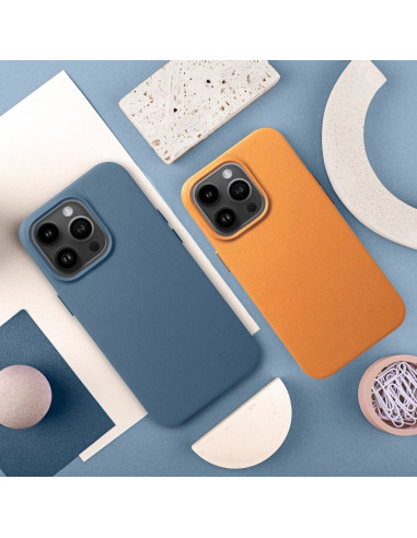 LEATHER MAG COVER case for IPHONE 16 Plus orange