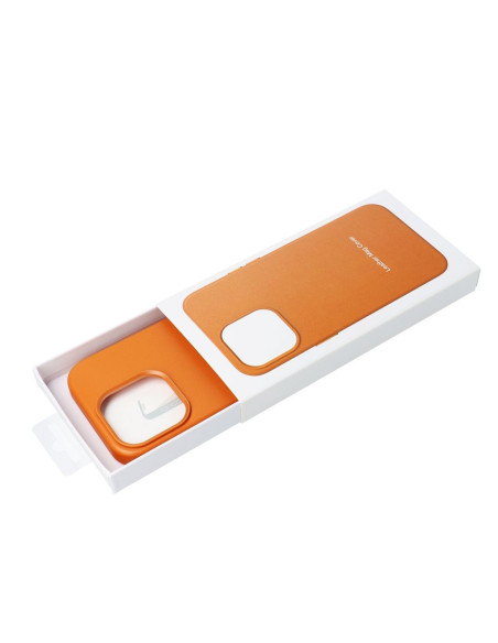 LEATHER MAG COVER case for IPHONE 16 Plus orange