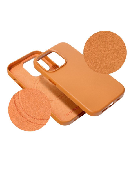 LEATHER MAG COVER case for IPHONE 16 Pro Max orange