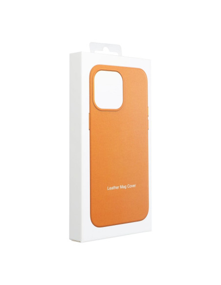 LEATHER MAG COVER case for IPHONE 16 Pro Max orange