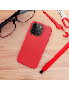 LEATHER MAG COVER case for IPHONE 16 red 2