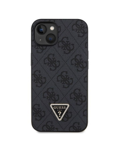 Véritable GUESS Case GUHCP13MP4TDSCPK pour iPhone 13 (Metal Logo Starss Crossbody / Black)