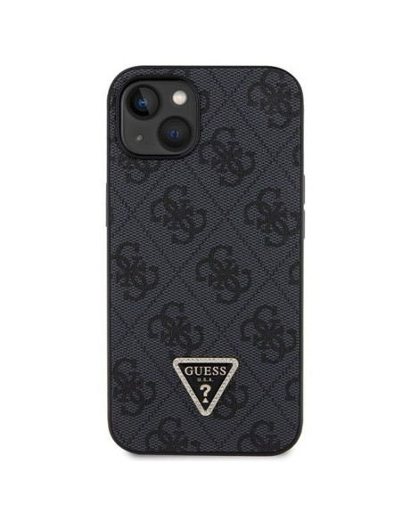 Véritable GUESS Case GUHCP13MP4TDSCPK pour iPhone 13 (Metal Logo Starss Crossbody / Black)