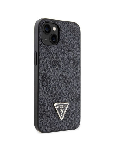 Véritable GUESS Case GUHCP13MP4TDSCPK pour iPhone 13 (Metal Logo Starss Crossbody / Black)