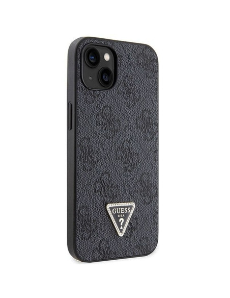 Véritable GUESS Case GUHCP13MP4TDSCPK pour iPhone 13 (Metal Logo Starss Crossbody / Black)