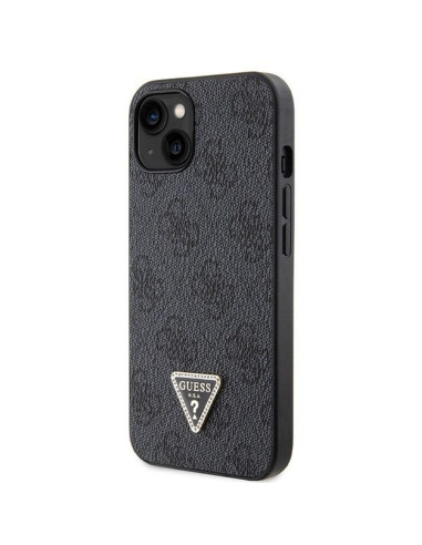 Véritable GUESS Case GUHCP14SP4TDSCPK pour iPhone 14 (Metal Logo Starss Crossbody / Black)