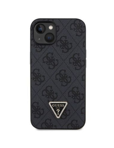 Véritable GUESS Case GUHCP14SP4TDSCPK pour iPhone 14 (Metal Logo Starss Crossbody / Black)