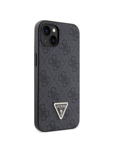 Véritable GUESS Case GUHCP14SP4TDSCPK pour iPhone 14 (Metal Logo Starss Crossbody / Black)