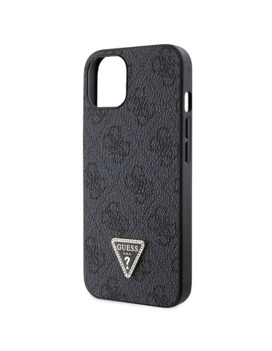 Véritable GUESS Case GUHCP14SP4TDSCPK pour iPhone 14 (Metal Logo Starss Crossbody / Black)