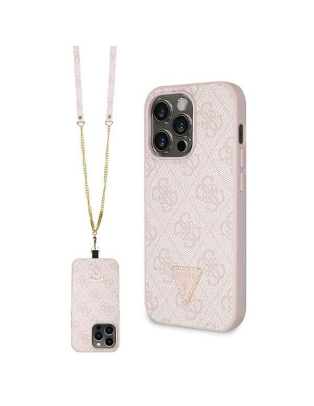 GUESS Coque pour IPHONE 14 Pro GUHCP14LP4TDSCPP (Crossbody 4G Metal Logo) rose