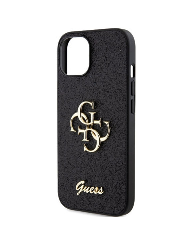 Véritable GUESS Case GUHCP15SHG4SGK pour iPhone 15 (Fixed Glitter Big 4G / noir)