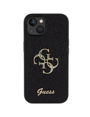 Véritable GUESS Case GUHCP15SHG4SGK pour iPhone 15 (Fixed Glitter Big 4G / noir)