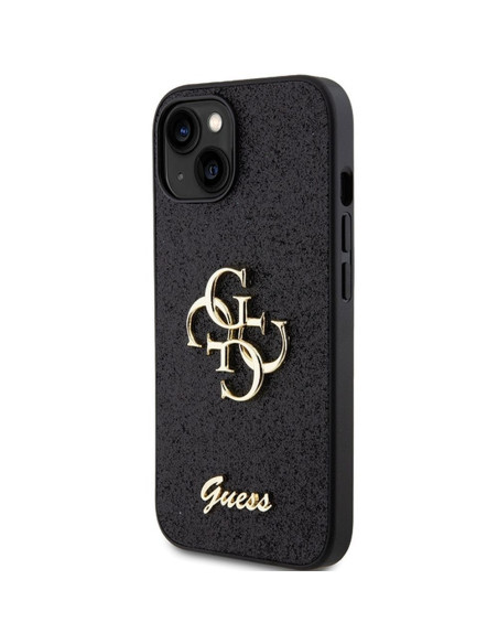 Véritable GUESS Case GUHCP15SHG4SGK pour iPhone 15 (Fixed Glitter Big 4G / noir)