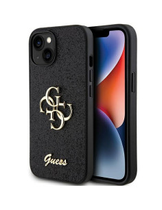 Véritable GUESS Case GUHCP15MHG4SGK pour iPhone 15 PLUS (Fixed Glitter Big 4G / noir)
