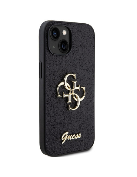 Véritable GUESS Case GUHCP15MHG4SGK pour iPhone 15 PLUS (Fixed Glitter Big 4G / noir)