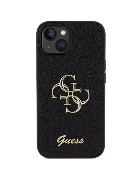 Véritable GUESS Case GUHCP15MHG4SGK pour iPhone 15 PLUS (Fixed Glitter Big 4G / noir)