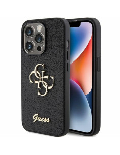 Véritable GUESS Case GUHCP15LHG4SGK pour iPhone 15 PRO (Fixed Glitter Big 4G / noir)