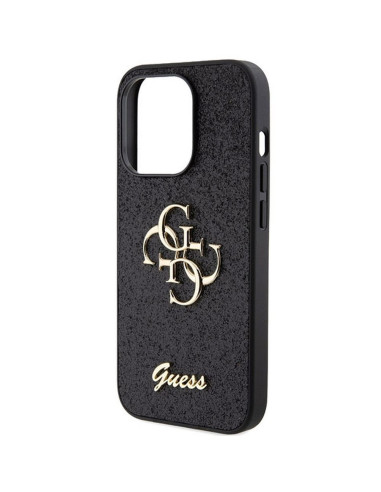 Véritable GUESS Case GUHCP15LHG4SGK pour iPhone 15 PRO (Fixed Glitter Big 4G / noir)