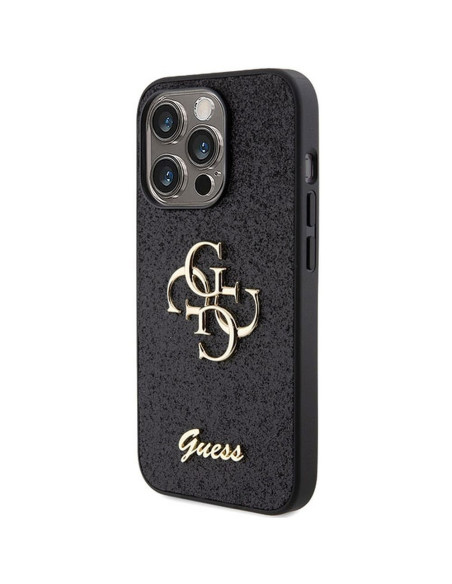 Véritable GUESS Case GUHCP15LHG4SGK pour iPhone 15 PRO (Fixed Glitter Big 4G / noir)