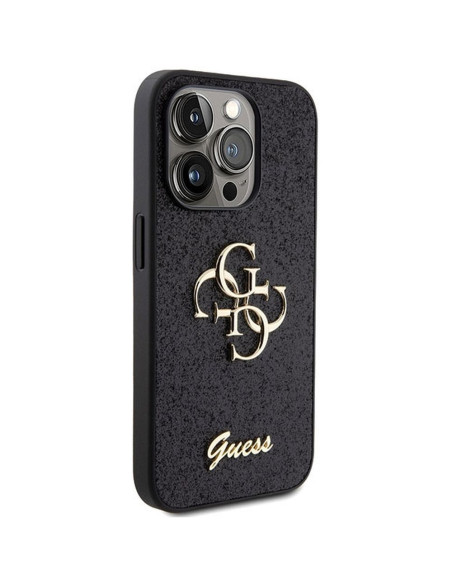 Véritable GUESS Case GUHCP15XHG4SGK pour iPhone 15 PRO MAX (Fixed Glitter Big 4G / noir)