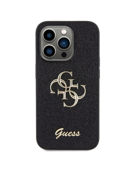 Véritable GUESS Case GUHCP15XHG4SGK pour iPhone 15 PRO MAX (Fixed Glitter Big 4G / noir)