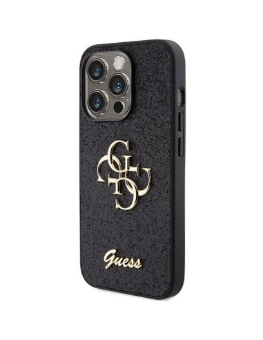 Véritable GUESS Case GUHCP15XHG4SGK pour iPhone 15 PRO MAX (Fixed Glitter Big 4G / noir)