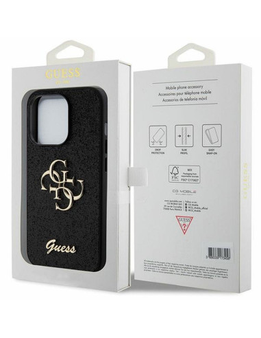 Véritable GUESS Case GUHCP15XHG4SGK pour iPhone 15 PRO MAX (Fixed Glitter Big 4G / noir)