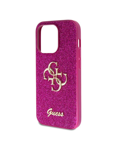 Véritable GUESS Case GUHCP15LHG4SGU pour iPhone 15 Pro (Fixed Glitter Big 4G / violet)